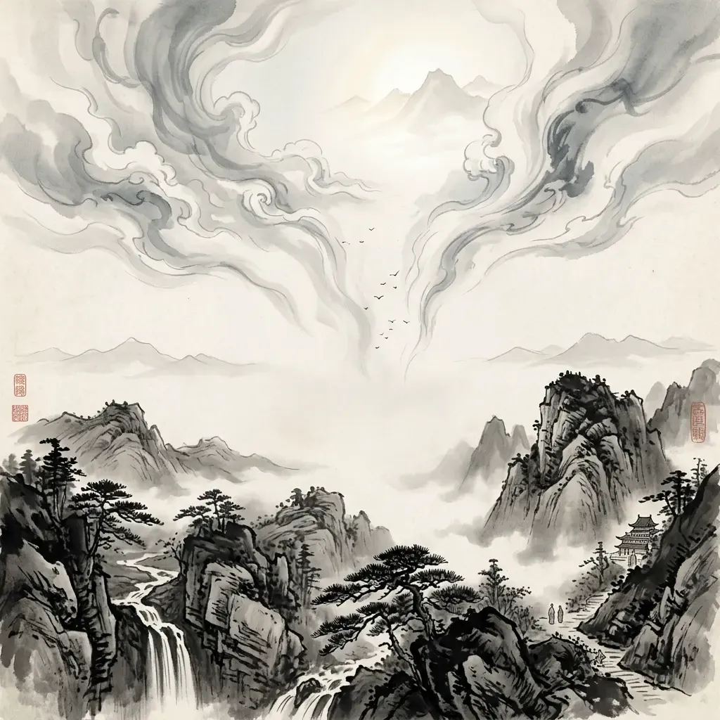 天地否——閉塞阻礙水墨意境