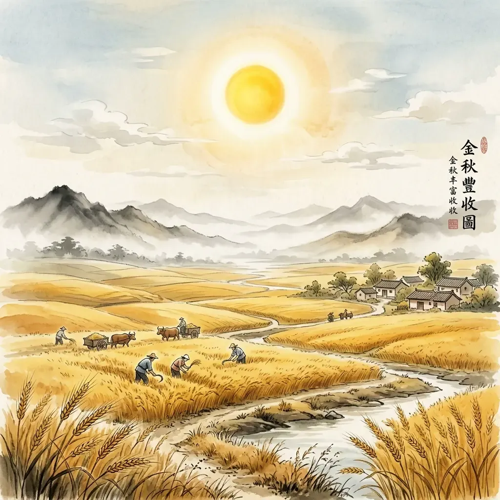 火天大有——豐收富有水墨意境