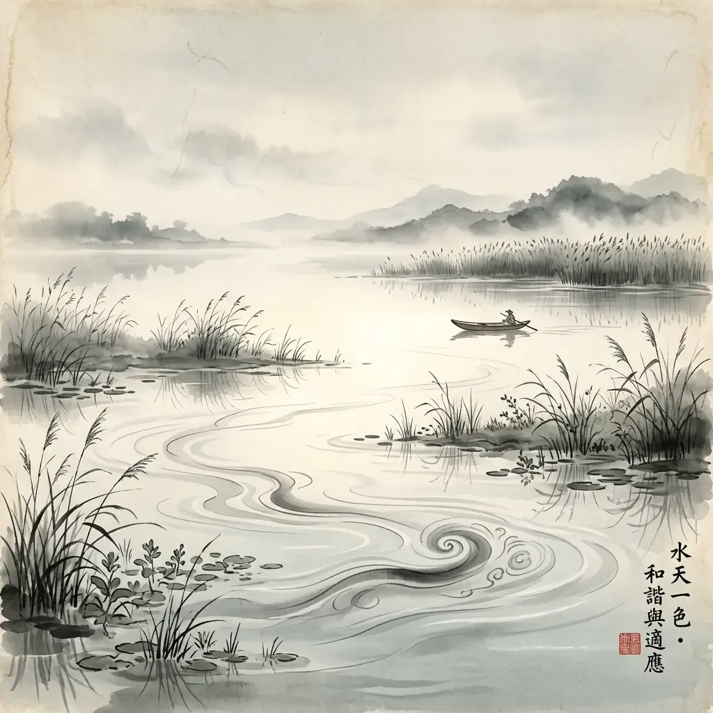 澤雷隨——隨波逐流順應時勢水墨意境
