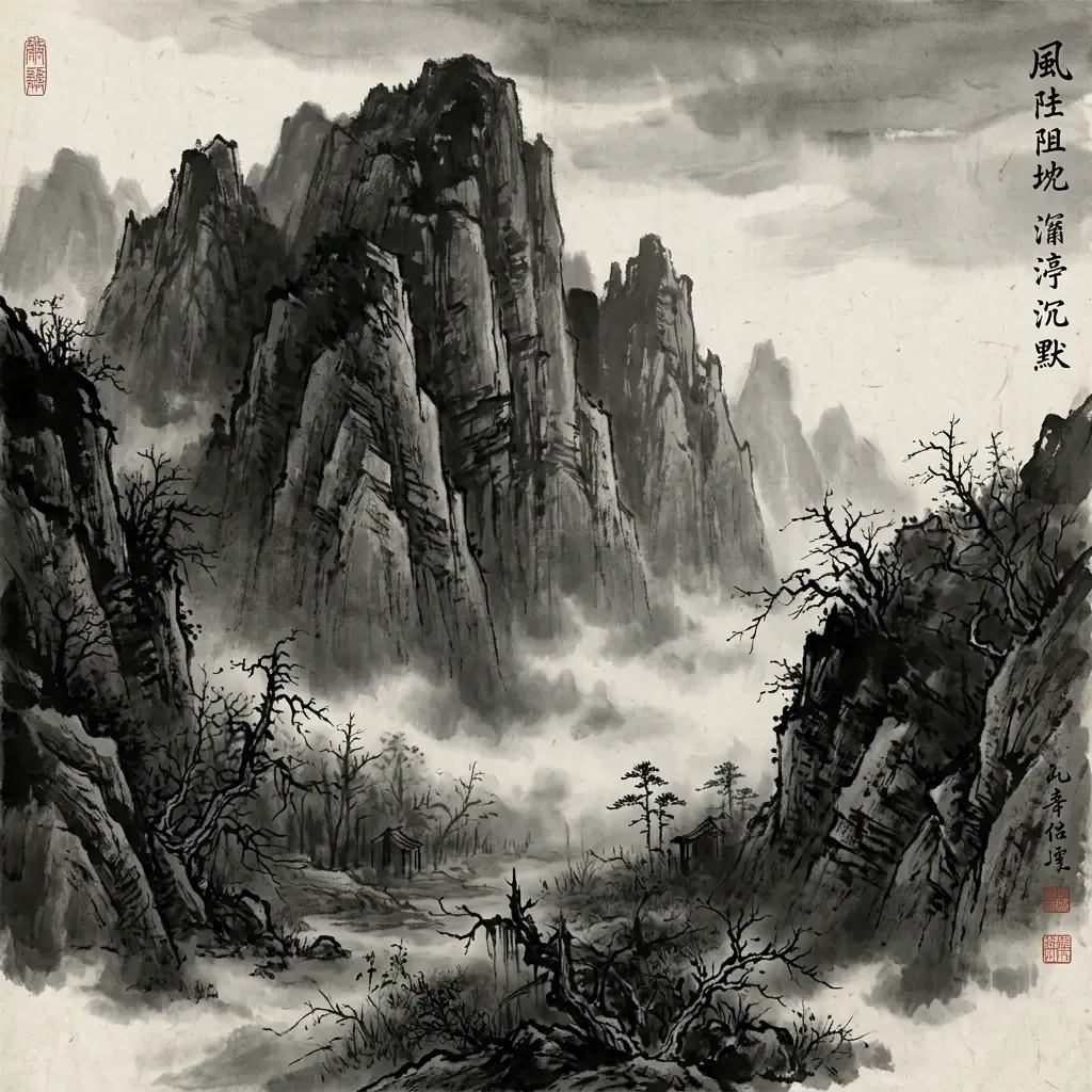 山風蠱——振疲起衰除舊佈新水墨意境