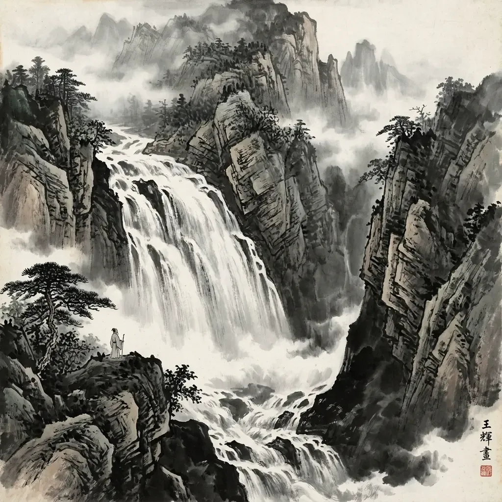 坎為水——險中求生水墨意境