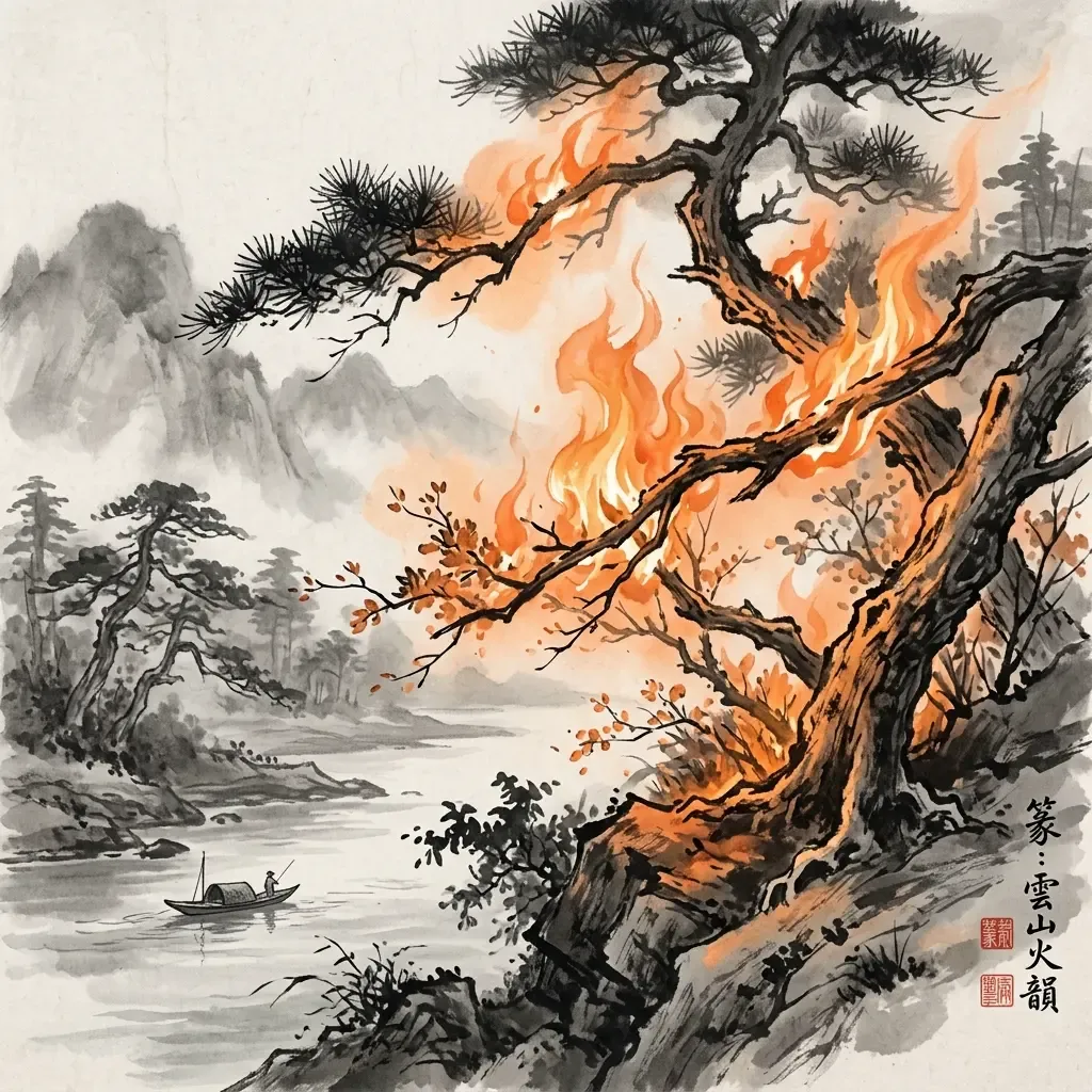 離為火——附著光明水墨意境