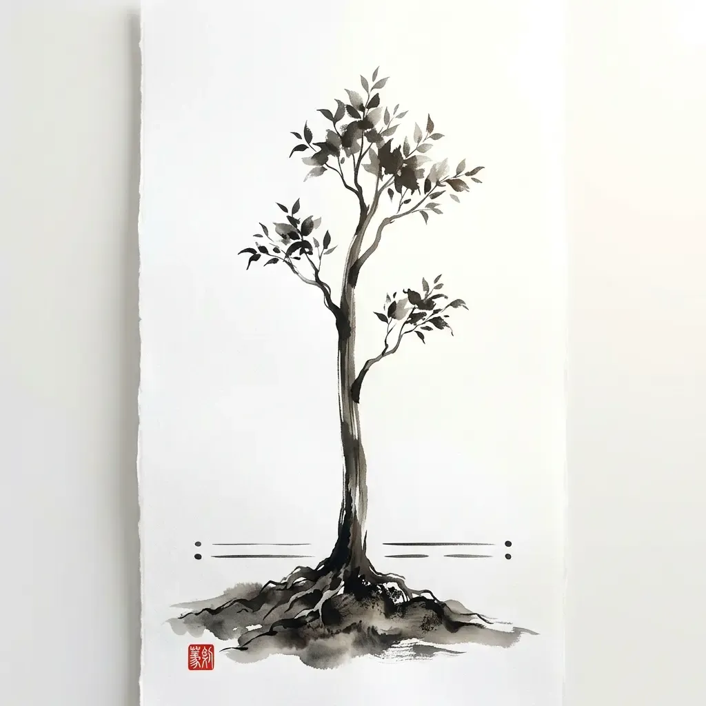地風升——上升與成長水墨意境