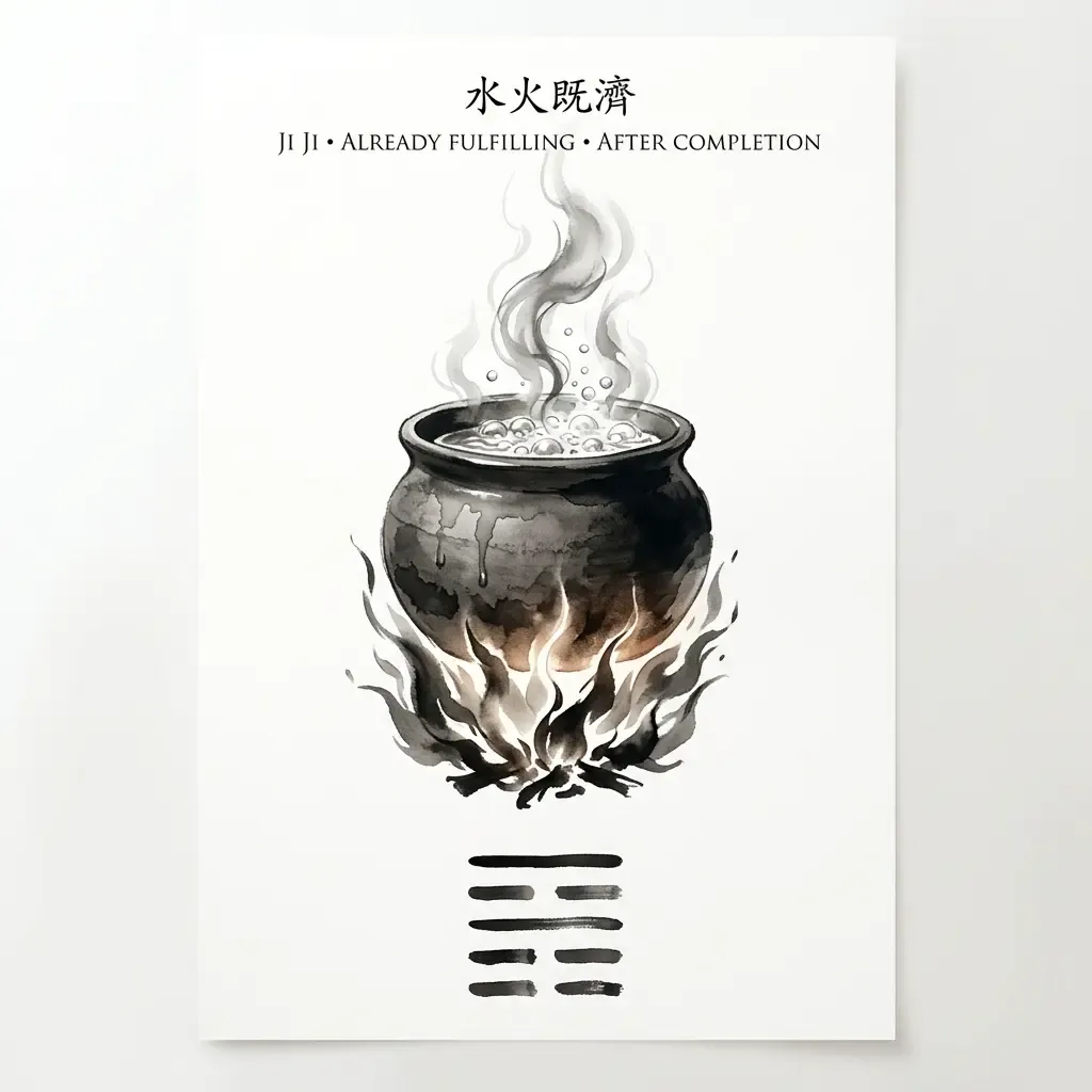水火既濟——完美與巔峰水墨意境